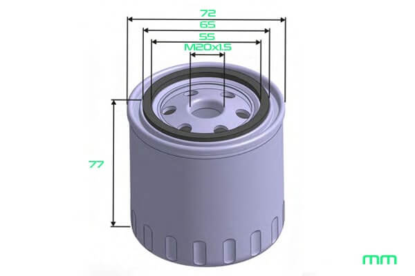 Размеры оригинального масляного фильтра для двигателя 1.4л Киа Рио 4
